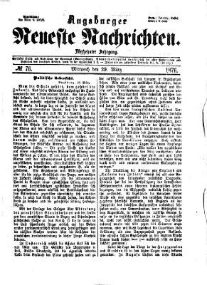 Augsburger neueste Nachrichten Mittwoch 29. März 1876