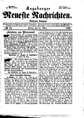 Augsburger neueste Nachrichten Freitag 31. März 1876