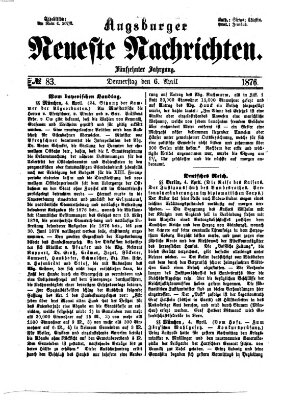 Augsburger neueste Nachrichten Donnerstag 6. April 1876