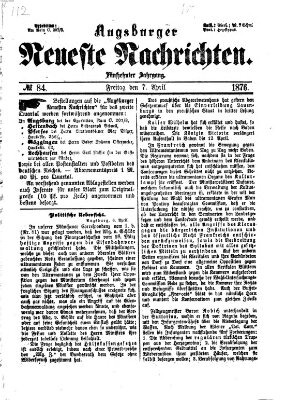 Augsburger neueste Nachrichten Freitag 7. April 1876