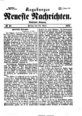 Augsburger neueste Nachrichten Freitag 14. April 1876