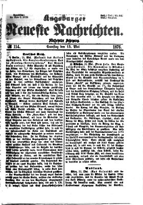 Augsburger neueste Nachrichten Samstag 13. Mai 1876