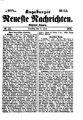 Augsburger neueste Nachrichten Samstag 3. Juni 1876