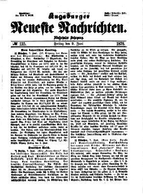 Augsburger neueste Nachrichten Freitag 9. Juni 1876