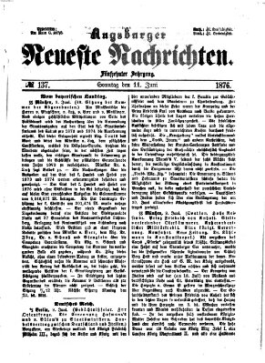 Augsburger neueste Nachrichten Sonntag 11. Juni 1876
