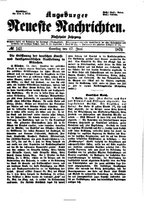 Augsburger neueste Nachrichten Samstag 17. Juni 1876