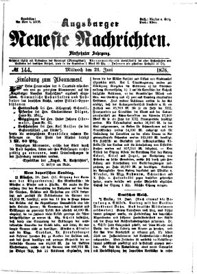 Augsburger neueste Nachrichten Mittwoch 21. Juni 1876