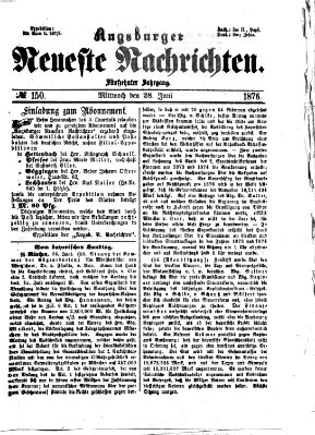 Augsburger neueste Nachrichten Mittwoch 28. Juni 1876