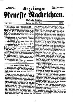 Augsburger neueste Nachrichten Freitag 30. Juni 1876