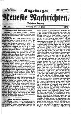 Augsburger neueste Nachrichten Sonntag 16. Juli 1876