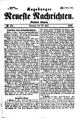 Augsburger neueste Nachrichten Sonntag 30. Juli 1876