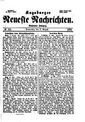 Augsburger neueste Nachrichten Donnerstag 3. August 1876