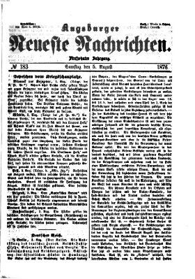 Augsburger neueste Nachrichten Samstag 5. August 1876