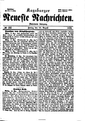 Augsburger neueste Nachrichten Freitag 18. August 1876