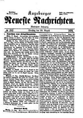 Augsburger neueste Nachrichten Dienstag 29. August 1876