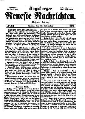 Augsburger neueste Nachrichten Dienstag 12. September 1876