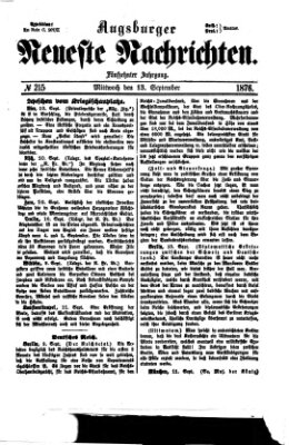 Augsburger neueste Nachrichten Mittwoch 13. September 1876