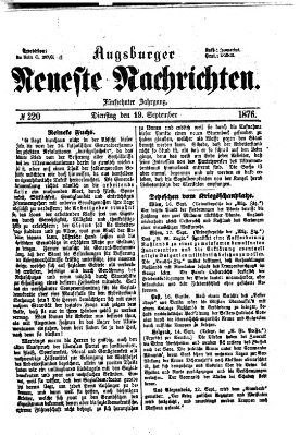 Augsburger neueste Nachrichten Dienstag 19. September 1876