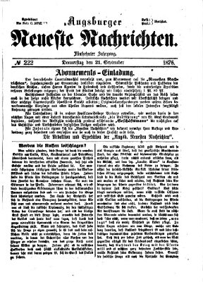 Augsburger neueste Nachrichten Donnerstag 21. September 1876