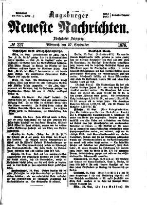 Augsburger neueste Nachrichten Mittwoch 27. September 1876