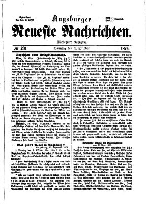 Augsburger neueste Nachrichten Sonntag 1. Oktober 1876