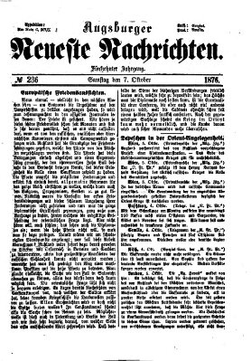 Augsburger neueste Nachrichten Samstag 7. Oktober 1876