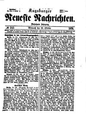 Augsburger neueste Nachrichten Mittwoch 18. Oktober 1876