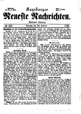 Augsburger neueste Nachrichten Sonntag 22. Oktober 1876