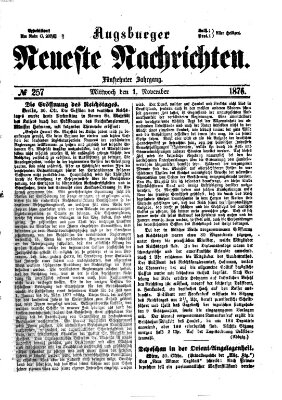 Augsburger neueste Nachrichten Mittwoch 1. November 1876