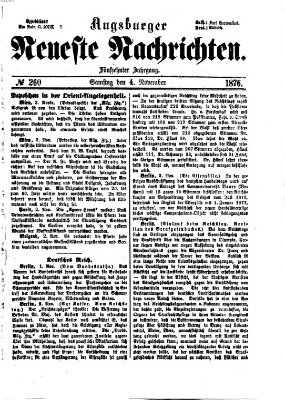 Augsburger neueste Nachrichten Samstag 4. November 1876