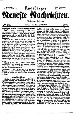 Augsburger neueste Nachrichten Freitag 10. November 1876