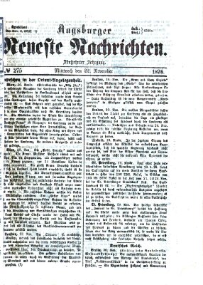 Augsburger neueste Nachrichten Mittwoch 22. November 1876