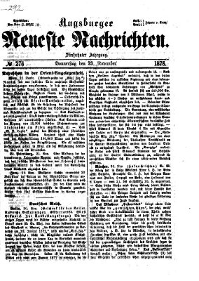 Augsburger neueste Nachrichten Donnerstag 23. November 1876