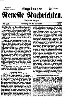 Augsburger neueste Nachrichten Samstag 25. November 1876