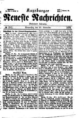 Augsburger neueste Nachrichten Donnerstag 30. November 1876