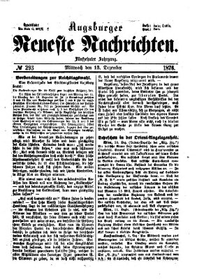 Augsburger neueste Nachrichten Mittwoch 13. Dezember 1876