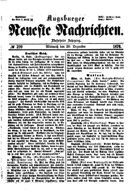 Augsburger neueste Nachrichten Mittwoch 20. Dezember 1876