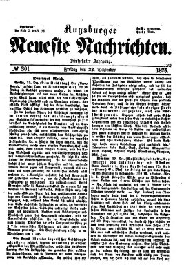 Augsburger neueste Nachrichten Freitag 22. Dezember 1876