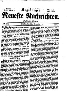 Augsburger neueste Nachrichten Samstag 23. Dezember 1876