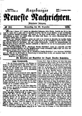 Augsburger neueste Nachrichten Donnerstag 28. Dezember 1876