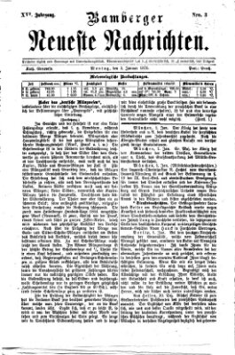 Bamberger neueste Nachrichten Montag 3. Januar 1876