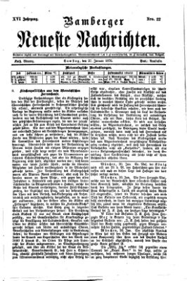 Bamberger neueste Nachrichten Samstag 22. Januar 1876