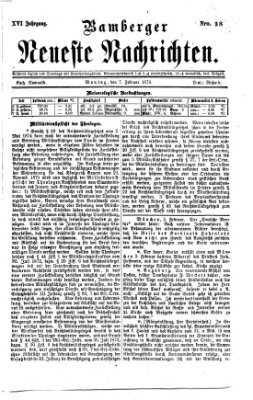 Bamberger neueste Nachrichten Montag 7. Februar 1876