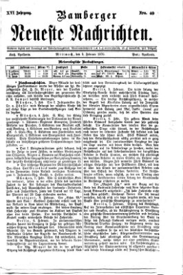 Bamberger neueste Nachrichten Mittwoch 9. Februar 1876