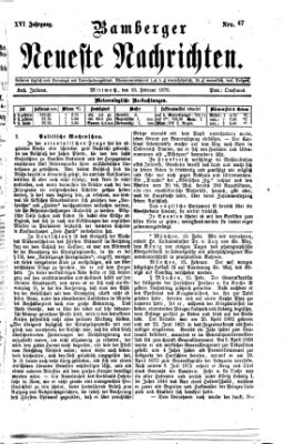 Bamberger neueste Nachrichten Mittwoch 16. Februar 1876