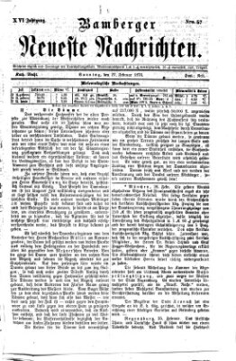 Bamberger neueste Nachrichten Sonntag 27. Februar 1876