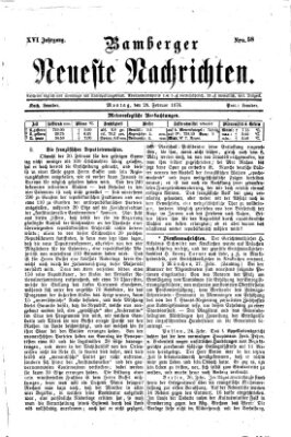 Bamberger neueste Nachrichten Montag 28. Februar 1876