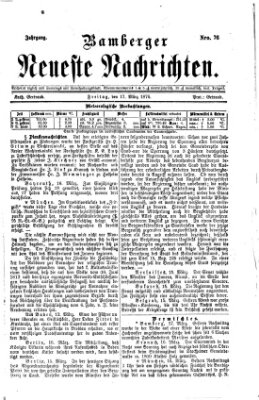 Bamberger neueste Nachrichten Freitag 17. März 1876