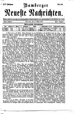 Bamberger neueste Nachrichten Montag 27. März 1876