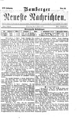 Bamberger neueste Nachrichten Montag 3. April 1876